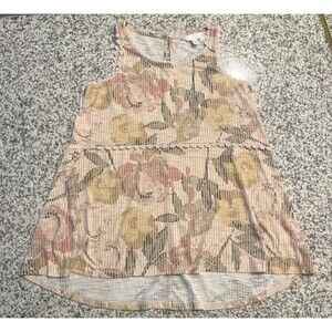 Lauren Conrad XS Peplum Tank Top with Lace Accent Floral Print with Stripes